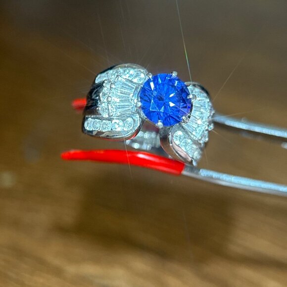 925 Blue/White Cz Ring - Picture 3 of 11